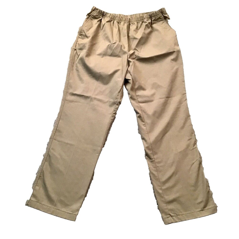 Lands End Pant Women’s 16x29 Khaki Elastic Waist Pull-On Straight Hi Rise Chino